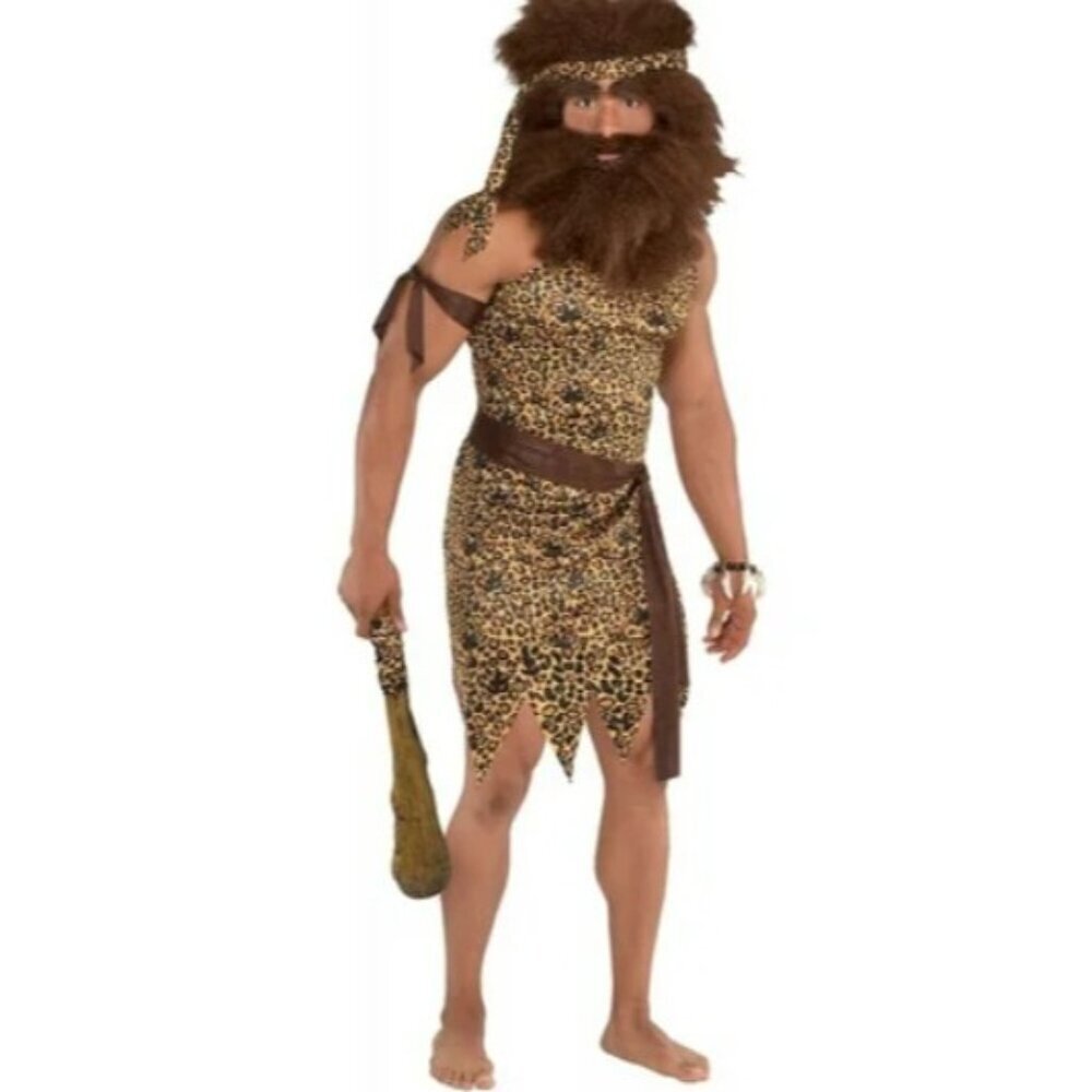 Caveman Tunic Kit Adult Standard Up to Size 44 Dress Up Halloween Costume Brown‎